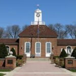 red brick building with blue sky in greendale wisconsin