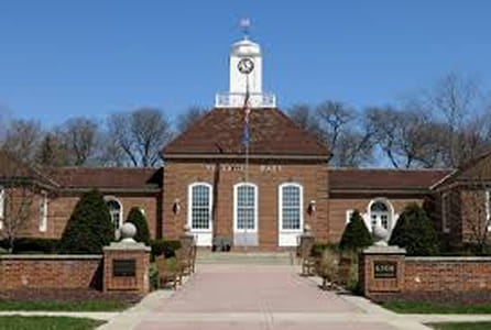 red brick building with blue sky in greendale wisconsin